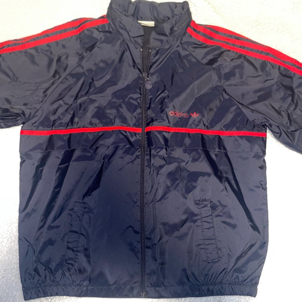 Adidas Originals Vintage Navy & Red Windbreaker – Size L